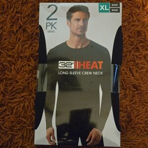 32 Degrees Heat Black Long Sleeve Crew Neck 2-Pack